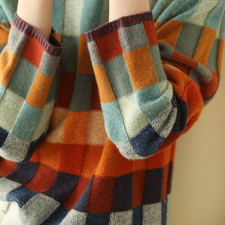 Patchwork-rullekravesweater i kashmir