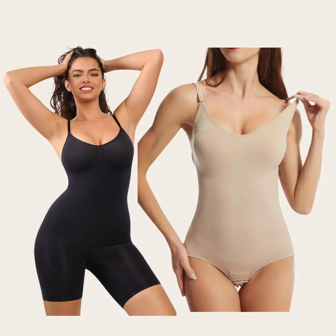 Tallis – Skulpturerende helkrops dame bodysuit string-Shapewear-Zuruz-Sort/Beige-S-Zuruz