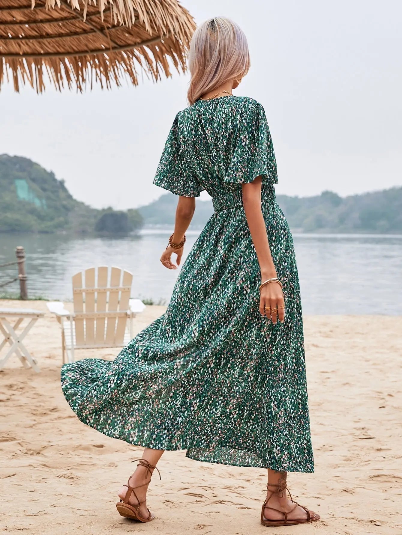 Greta - Chic Sommerfugle Stil Kvinders Maxi Kjole-Dresses-Zuruz-Zuruz