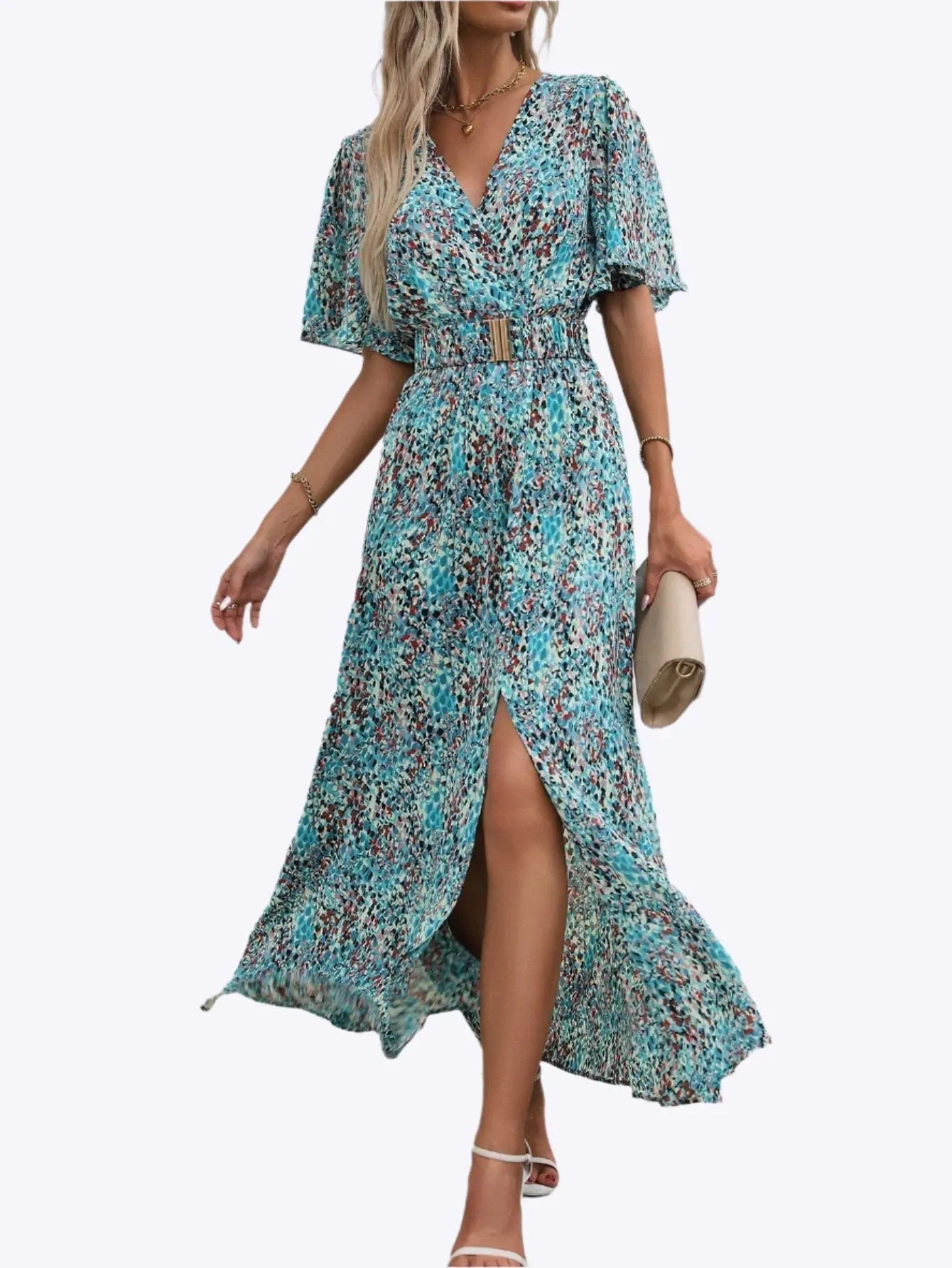Greta - Chic Sommerfugle Stil Kvinders Maxi Kjole-Dresses-Zuruz-Blå-S-Zuruz