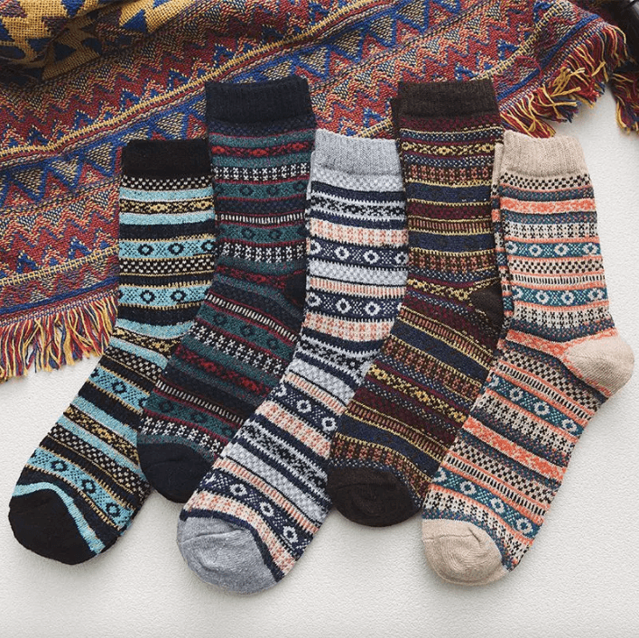 Nordic Winter Socks Scandinavian Pattern Wool Blend - Product showcase