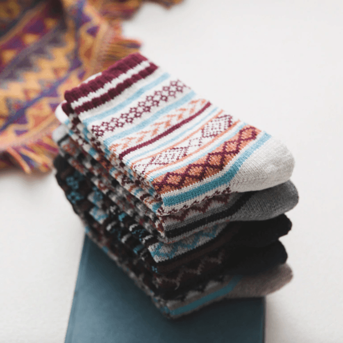 Nordic Winter Socks Scandinavian Pattern Wool Blend - Product example
