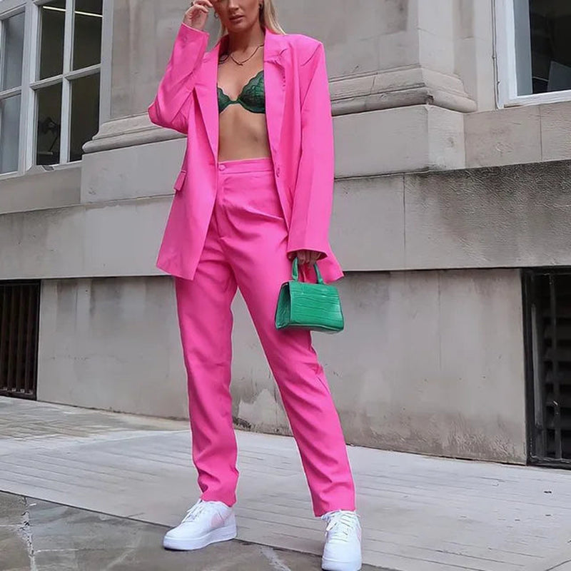 Women’S Tailored Suit – Oversized Blazer – High-Waisted Trousers – Structured Fit
