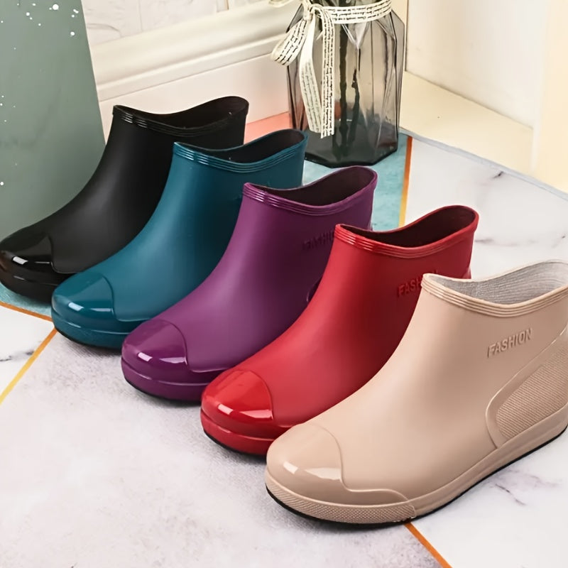 Women's Non-Slip Rain Boots - High Quality Ankle Boots with Slip-Resistant Sole, Lightweight EVA Shoes for Women - All-Day Comfort in Black, Teal Green, Purple, Red, Beige - Ideal for Commuting, Travel, Everyday Use, High Quality Boots, Wet Weather Gear,