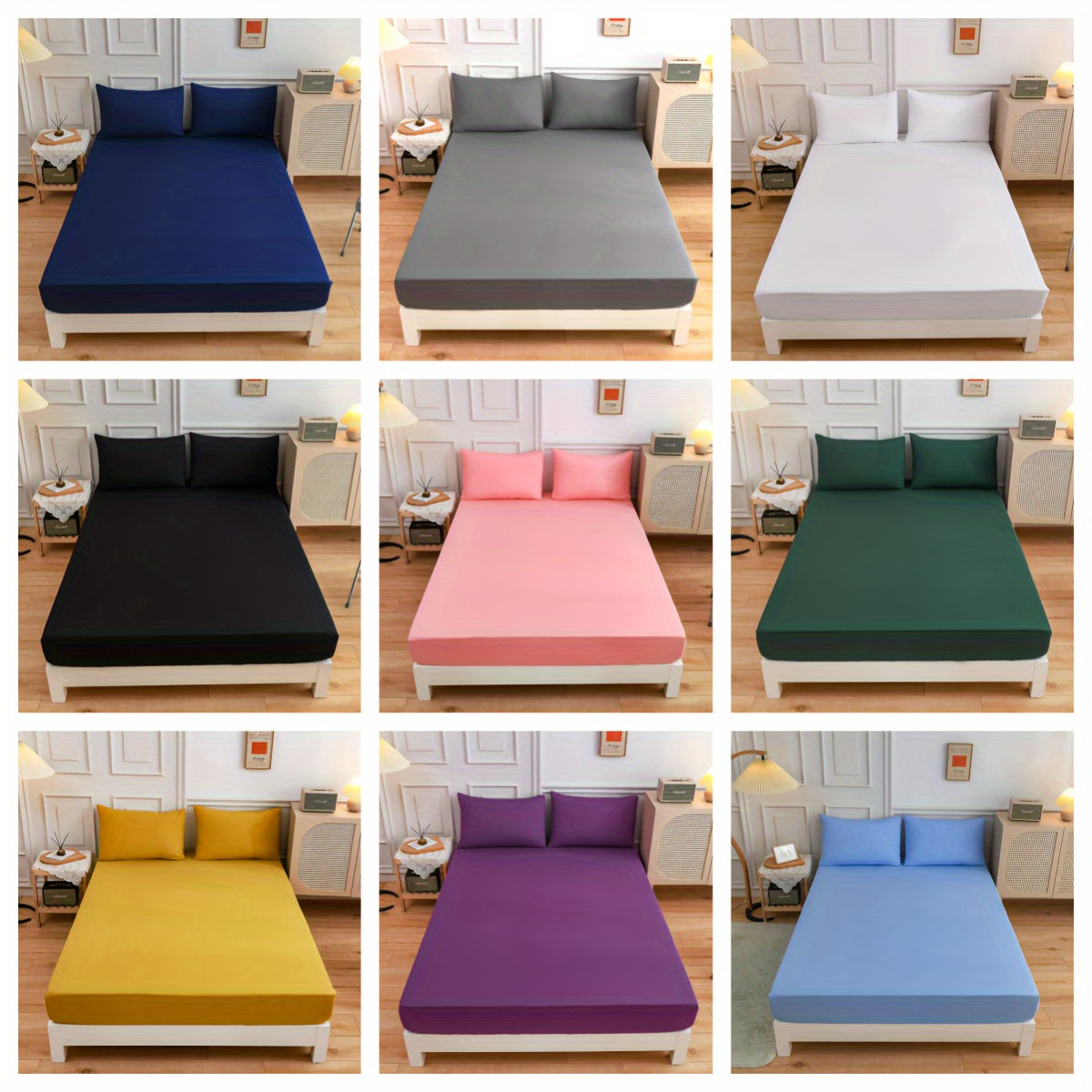 3pcs Solid Color Fitted Sheet Set, 1 Bed Sheet + 2 Pillowcases, Light Beige-Friendly Soft Breathable Bedding, Suitable for Guest Room or Hotel Bedroom, Machine Washable