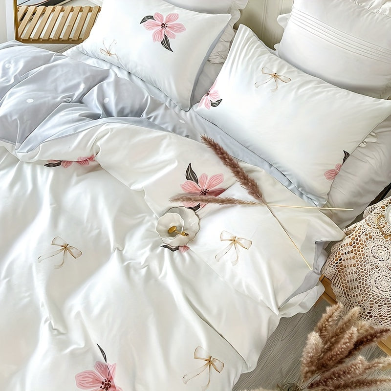 3pcs Fashion Fresh Duvet Cover Set, Pastoral Flower Print Bedding Set, Soft Comfortable Duvet Cover, For Bedroom, Guest Room (1*Duvet Cover + 2*Pillowcase, Without Core)
