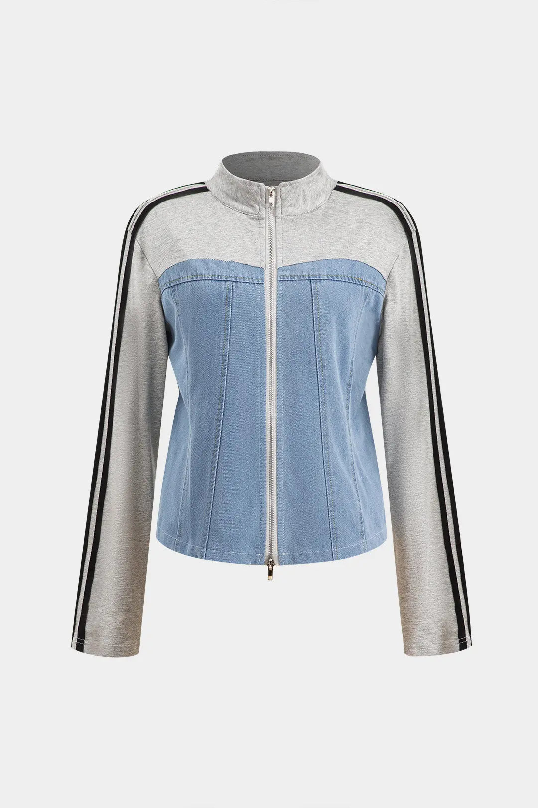 Evangeline – Stilfuld lynlås denim dame top & brede bukser-Sets-Zuruz-Zuruz