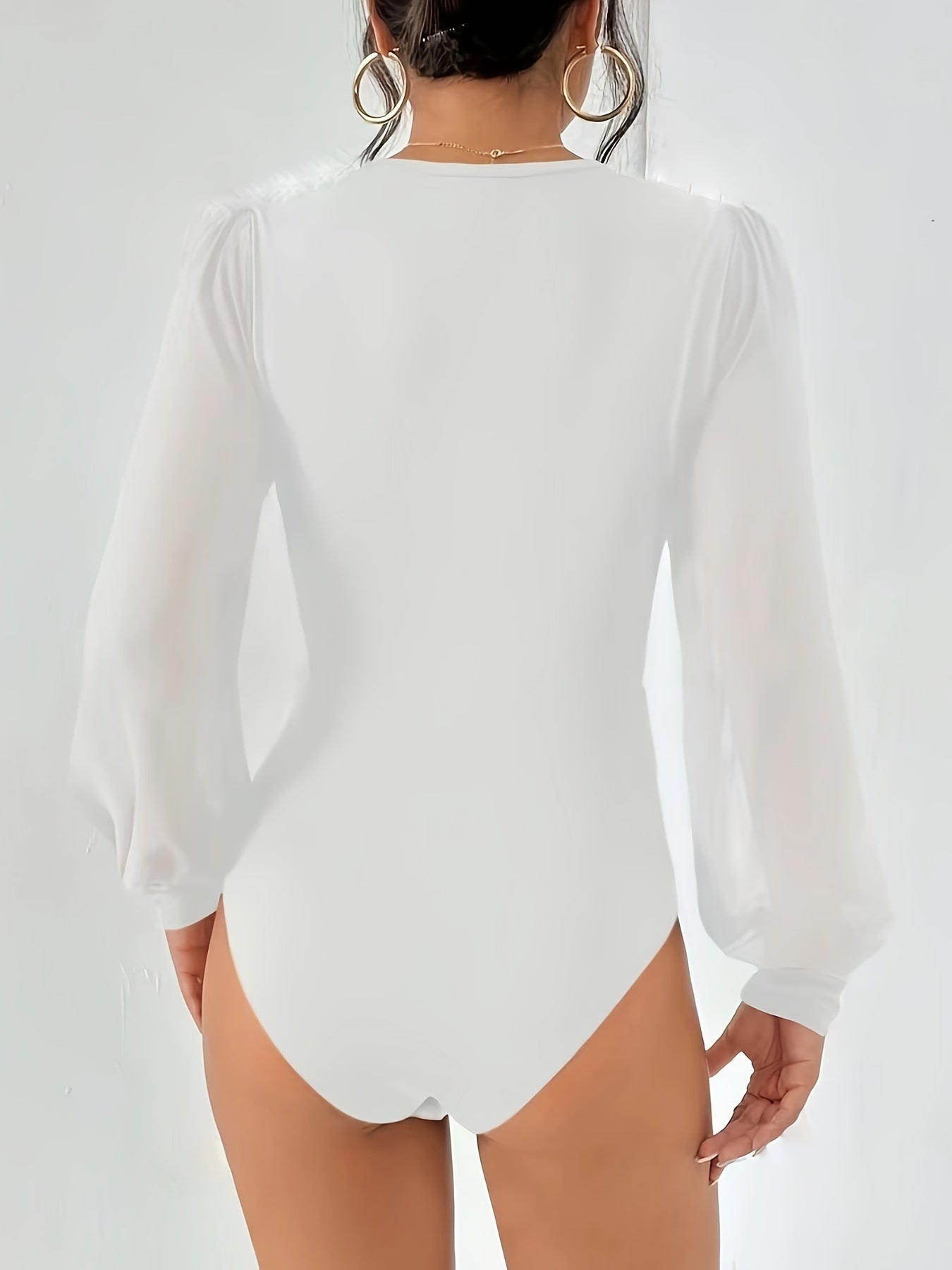 Women'S High Neck Bodysuit | Solid Color | Stretchy Polyester-Elastane Blend | Ruched Design | Machine Washable | Ideal for Spring/Summer/Autumn | Elegant & Comfortable