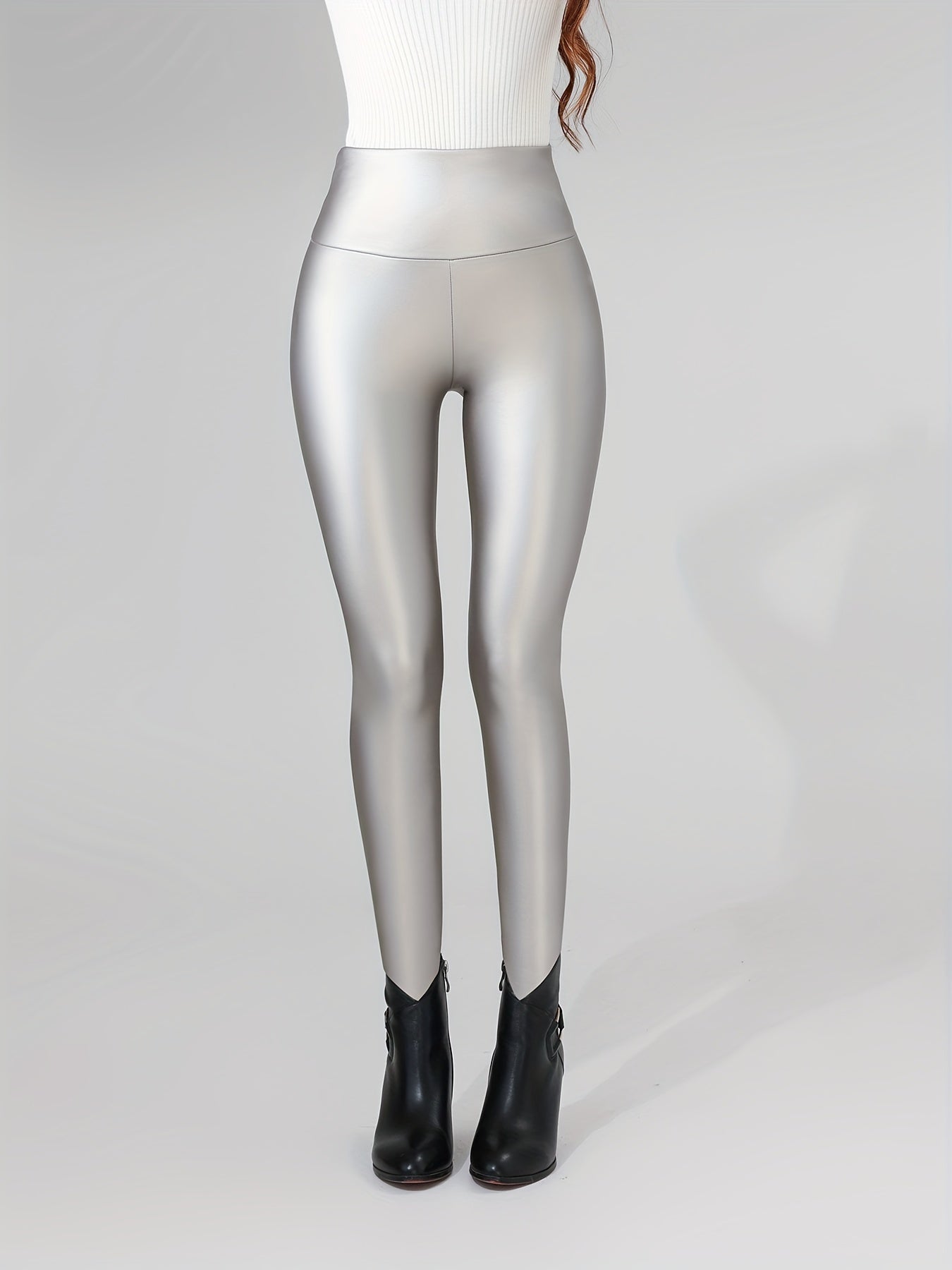 Høj Talje Leggings Strækbar Slankende Effekt Sort Hverdag