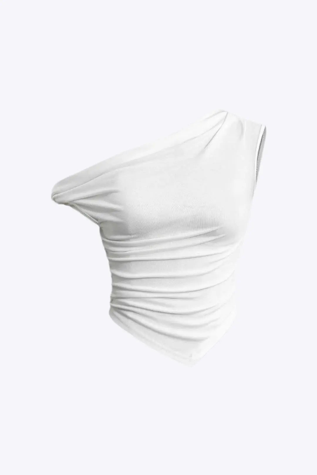 Sabine - Asymmetrisk Twist Rynket Kvinde T-shirt-T-shirts-Zuruz-Hvid-XS-Zuruz