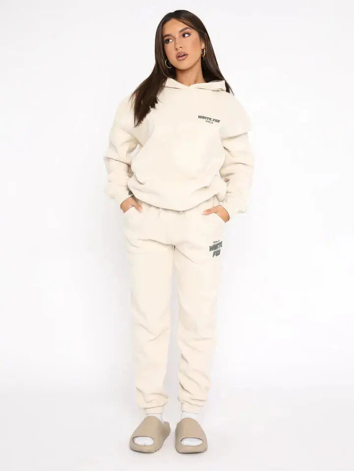 Katja - Ubesværet Komfort Kvinde Jogging Hoodie Sæt-Hoodies-Zuruz-Beige-S-Zuruz