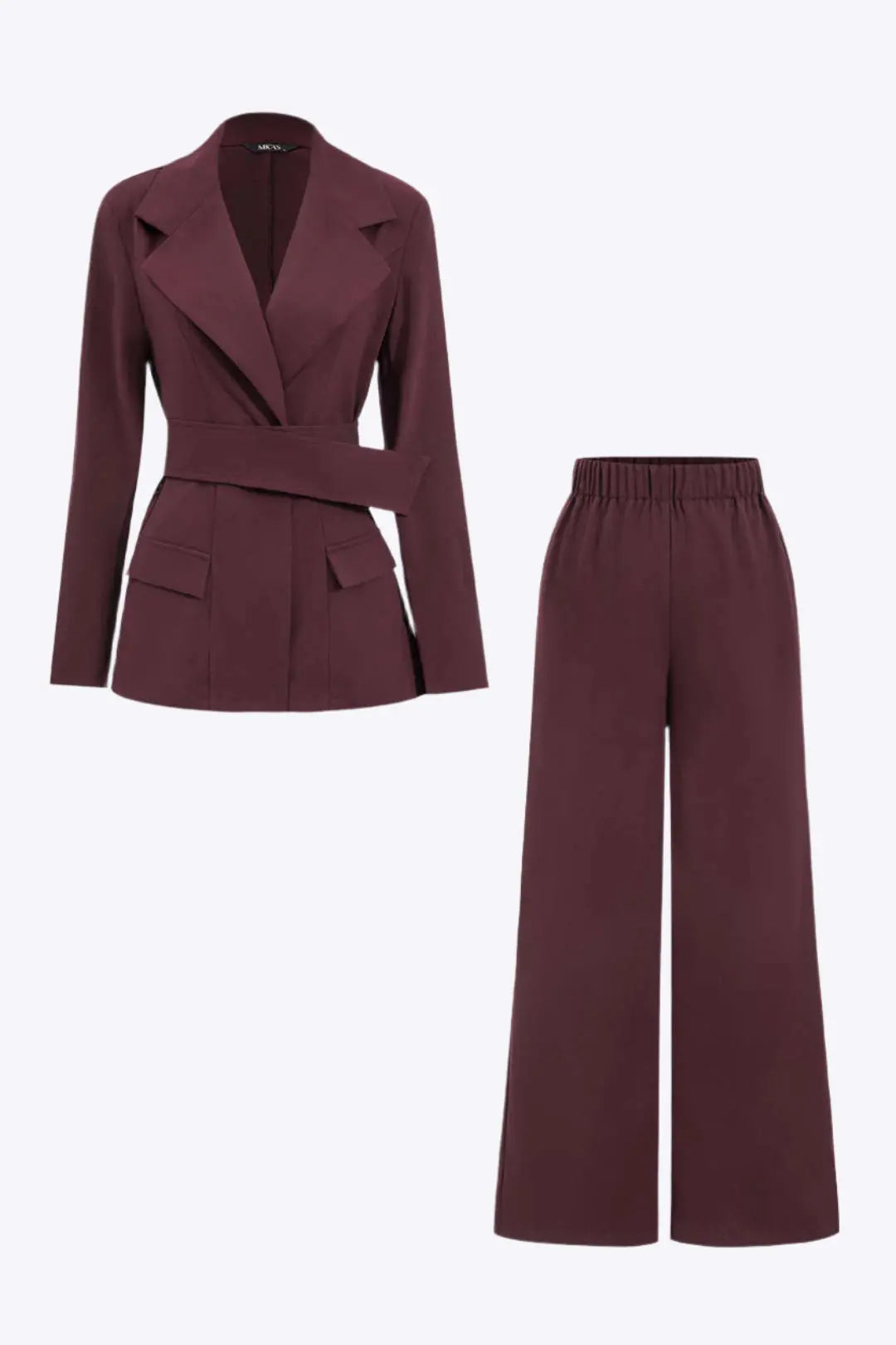 Sabina - Stilfuld Hakrevers Kvinde Blazer & Bukser Sæt-Set-Zuruz-Rødbrun-XS-Zuruz