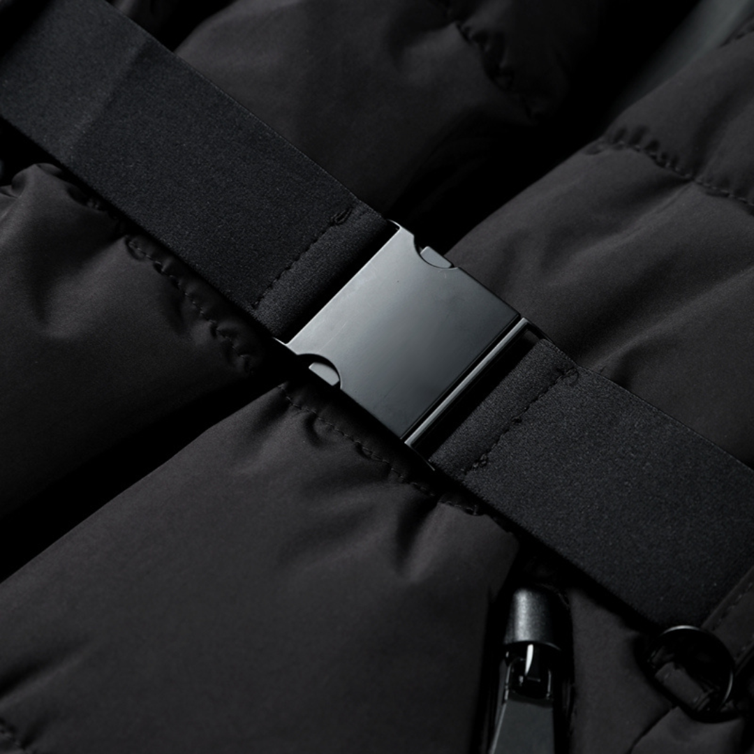 Pufferjakke med bælte til kvinder - varm, vandafvisende og stilfuld vinterfrakke