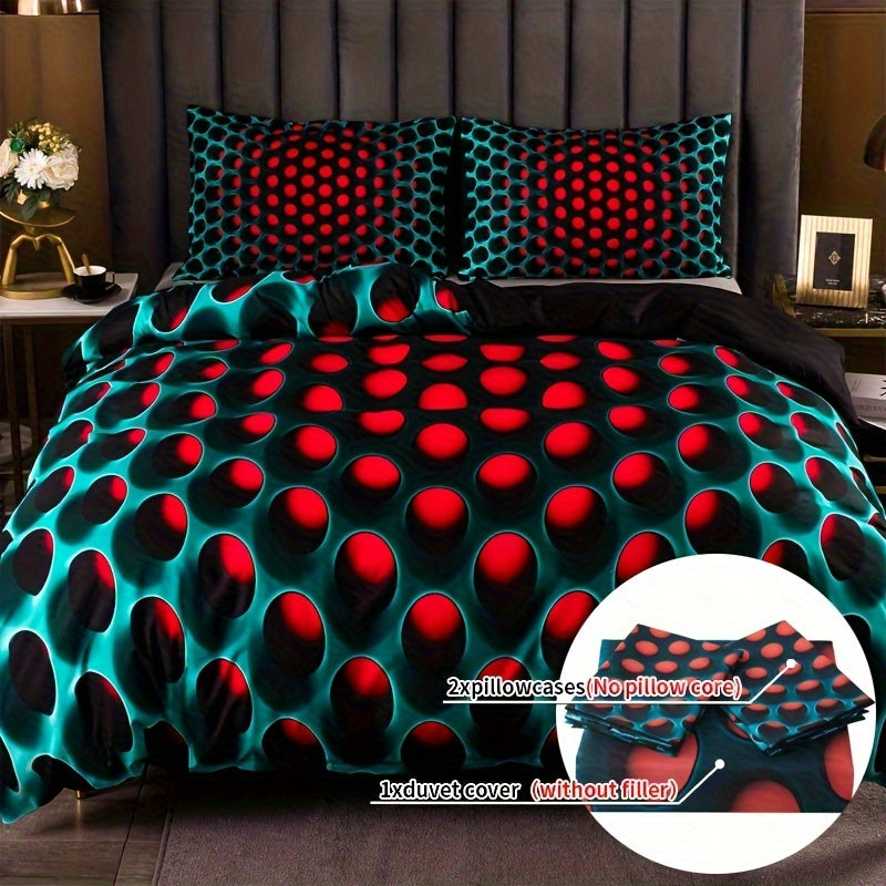 3pcs Y2K Stereoscopic Dense Holes Pattern Bedding Set, Colorful Duvet Cover Set (Without Quilt)