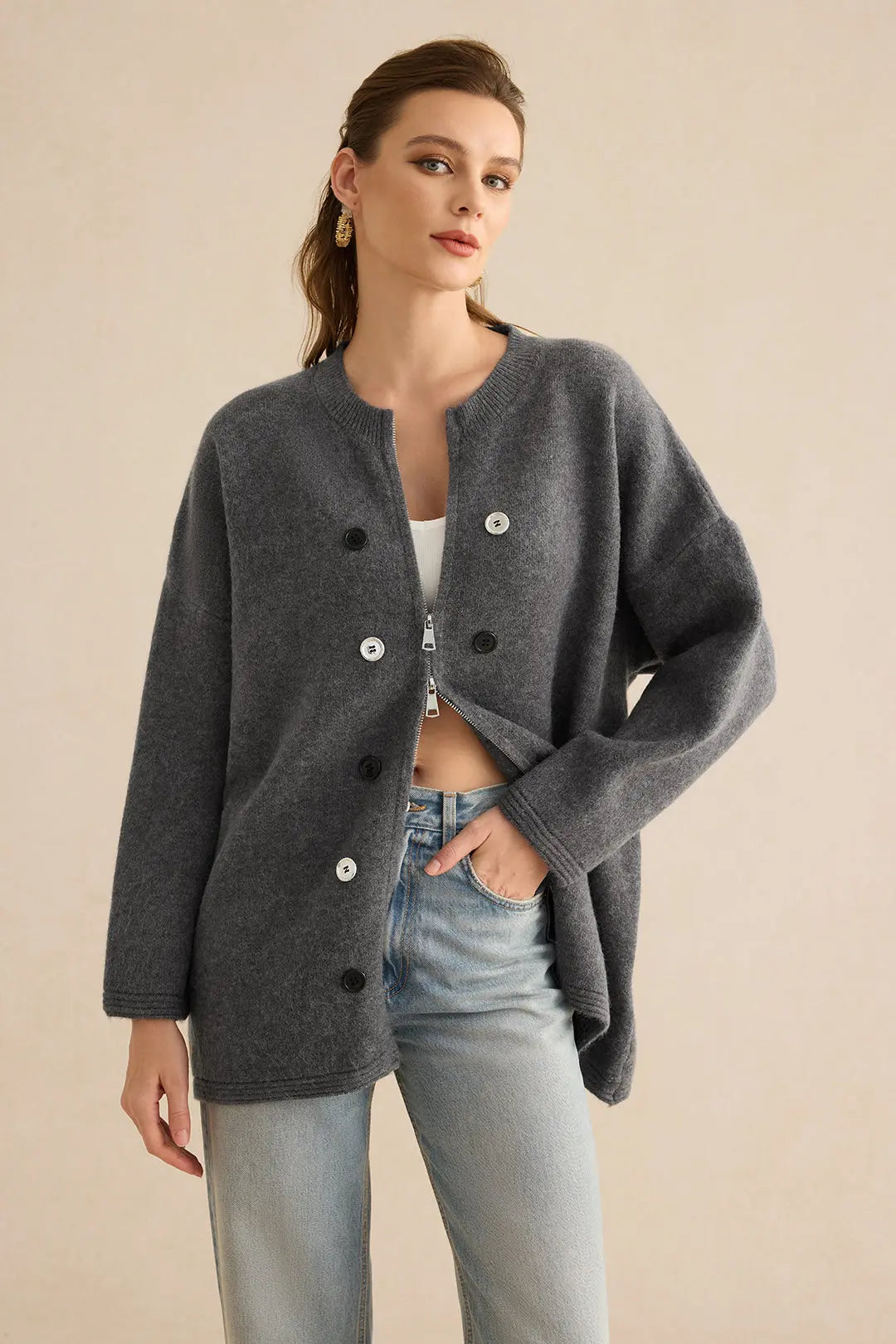 Fabienne – Varm Skræddersyet Strikket Cardigan til Kvinder-Cardigans-Zuruz-Zuruz