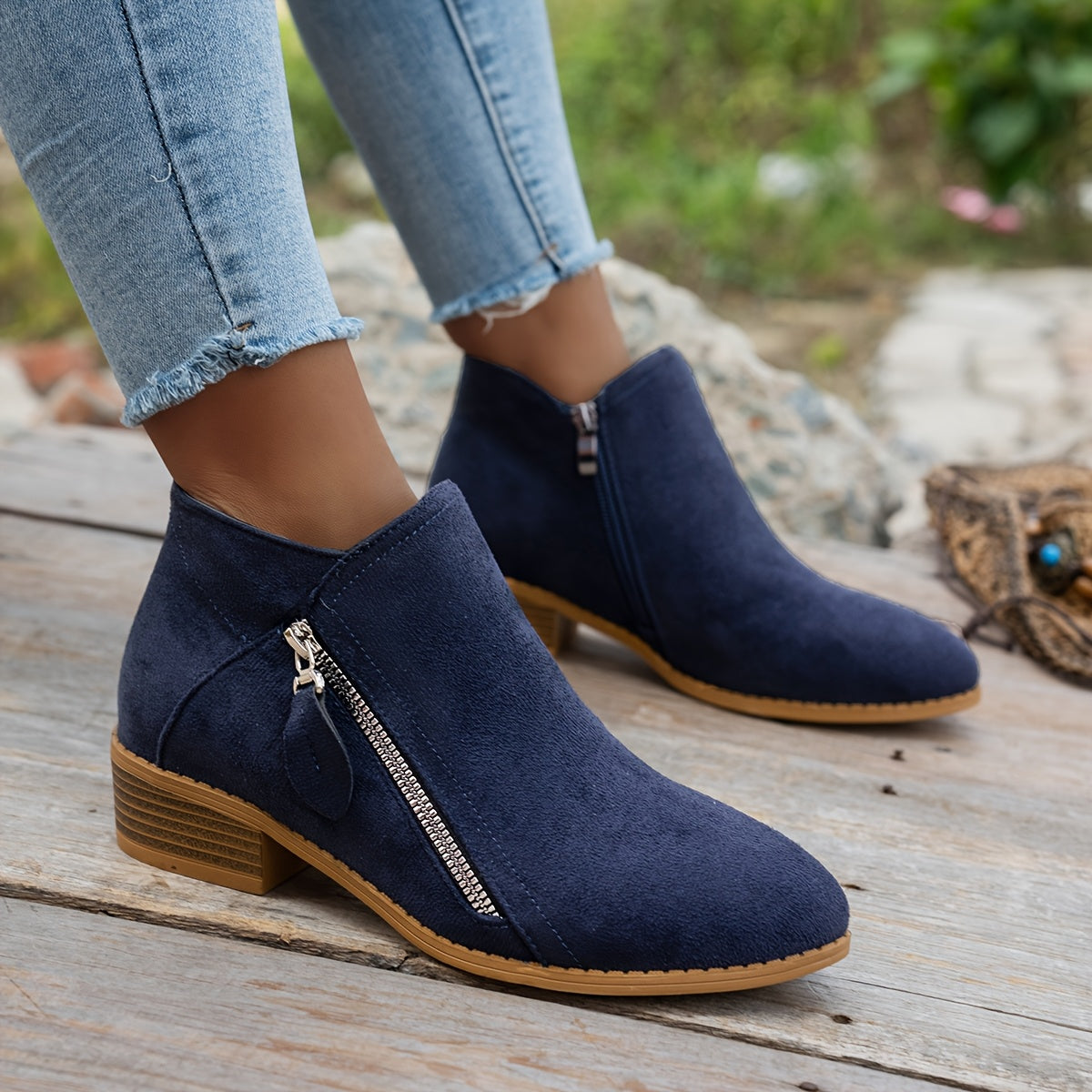 Women's Elegant Slip-on Anklet boots - Pointed toe Winter boots with Zipper Closure, Cushioned TPR Sole - Available in White, Black, Blue, Red - for Everyday, Parties, Travel - Affordable Ladies footwear, Cute Boots, Party Footwear