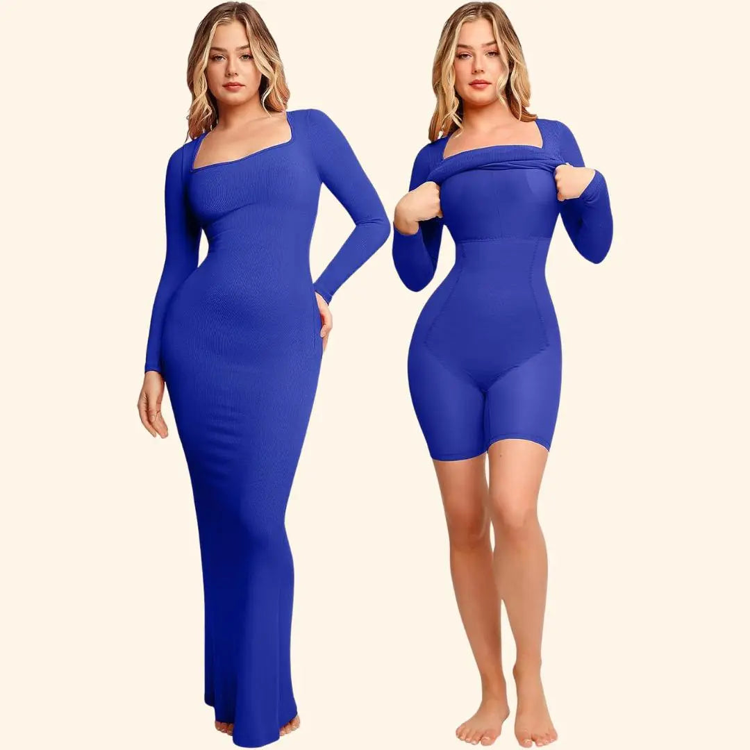 Linnea – Ultra flatterende design dame langærmet shapewear kjole-Dresses-Zuruz-Blå-S-Zuruz