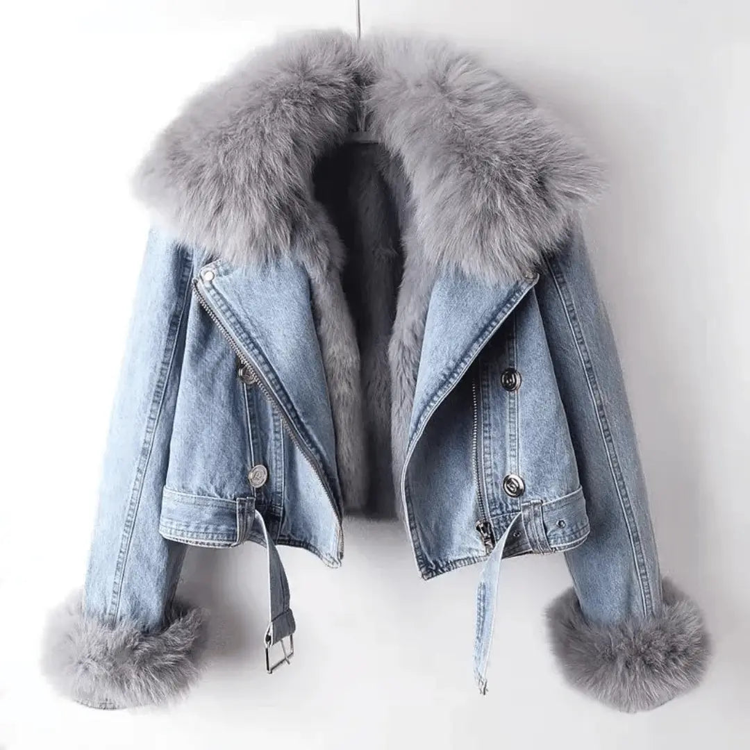 Valencia Luxe pelsforet denimjakke