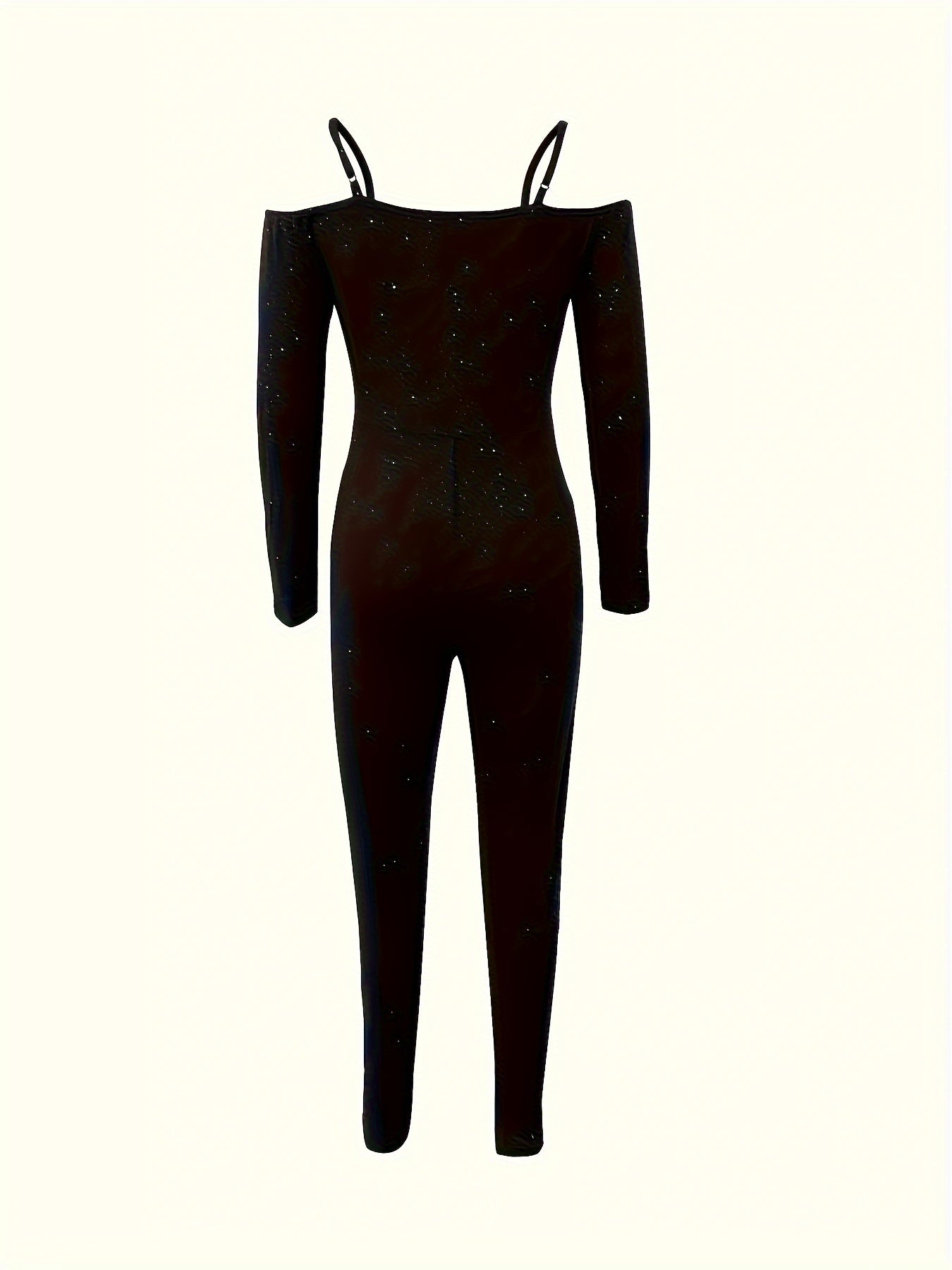 Women's Sexy One-Piece Long Sleeve Bodysuit - Off-Shoulder/One-Shoulder Design with Lace Detailing & Mesh Panels, Solid Black, Machine Washable, All-Season Versatile Wear for Parties, Night-Outs & Casual Events, Party Outfit, Offshoulder Fashion, Elegant