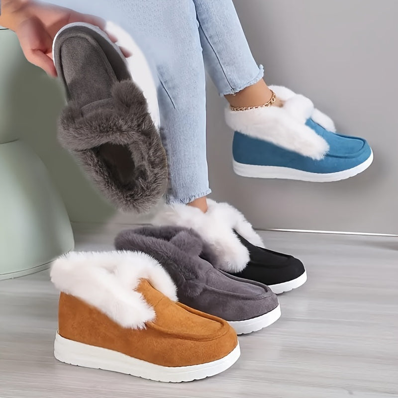 Dames Vinterstøvler Med Fleece Foring Og Slipon Komfort