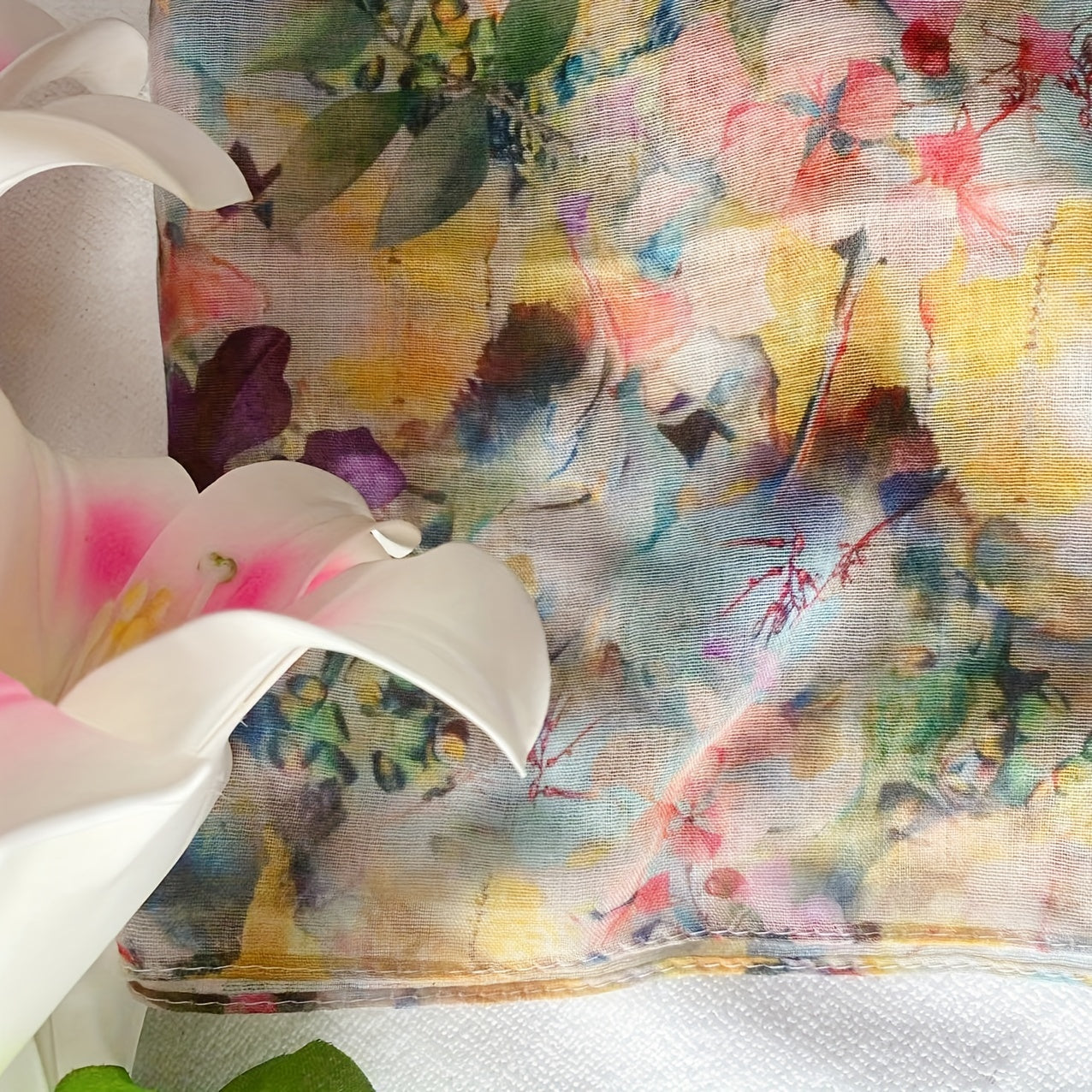 Farverigt Boheme Blomsterprint Tørklæde Til Kvinder Weekend