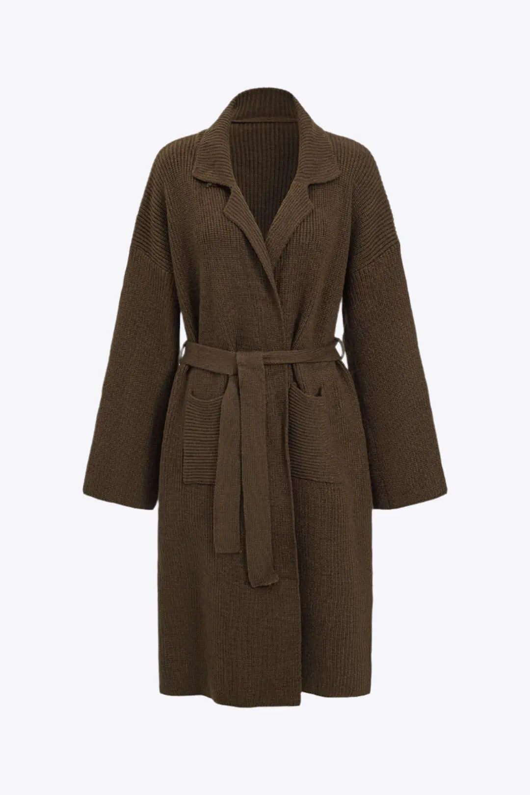 Penelope – Stilfuld Strikket Cardigan med Bælte til Kvinder-Cardigans-Zuruz-Kaffe-XS-Zuruz