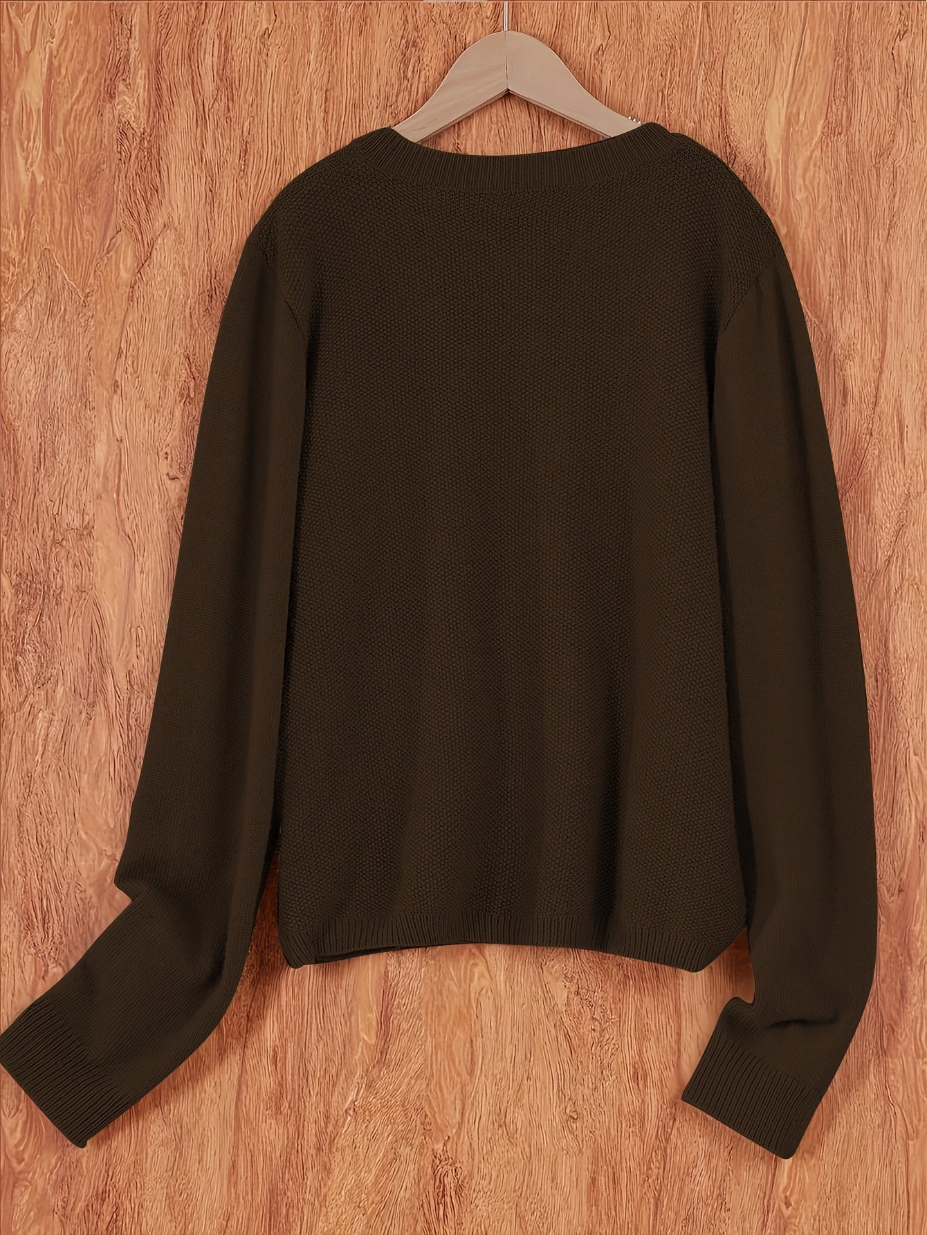 Women's Casual Button-Up Cardigan - Soft Stretchy Long Sleeve with Pockets, Solid Brown for Spring/Fall, Lightweight and Comfortable Casual Attire, Lightweight Cardigan