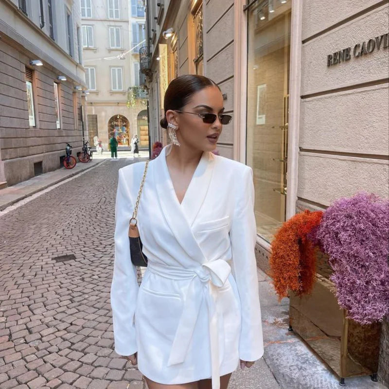 Women'S Elegant Blazer Set – Shawl Lapel Jacket & Wide-Leg Pants