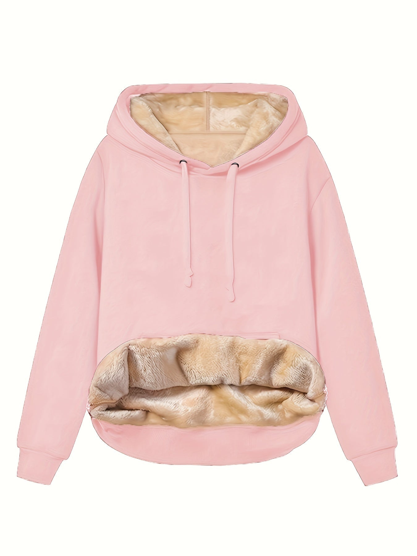 Women'S Cozy Fleece-Lined Hoodie Sweatshirt - Black Casual Pullover with Front Pocket, Long Sleeves, and Drawstring Hood for Fall/Winter, Winter Hoodie