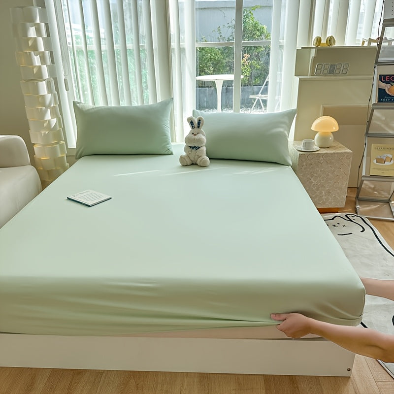 Deep Pocket New Soft Comfort Light Beige-Friendly Fitted Sheet Single Piece Full Coverage Mattress Protector Cover All-Season Non-Slip Bed Mat