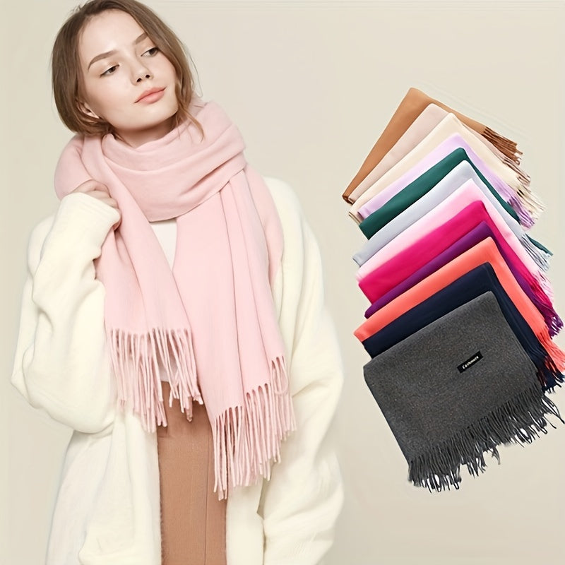 Kasjmir Halstørklæde Boho Stil Neutral Farve Varm Og Blødt
