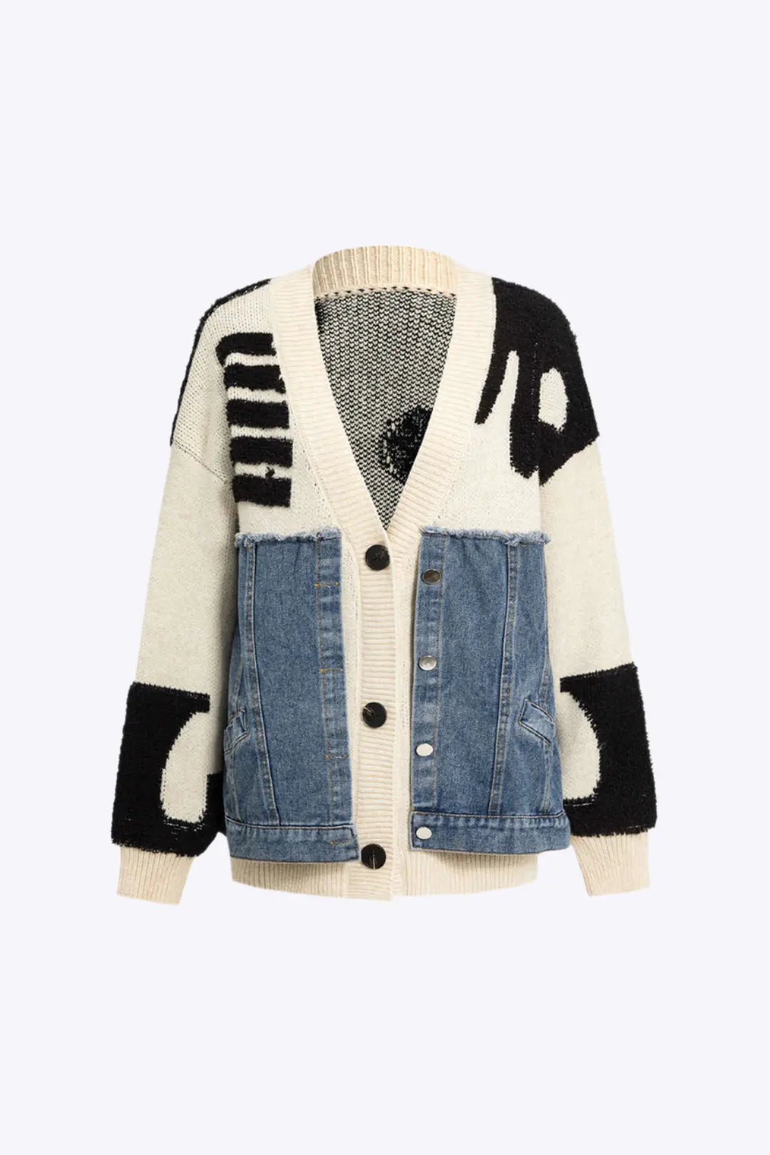 Wilma – Hyggelig og Trendy Patchwork Denim Cardigan til Kvinder-Cardigans-Zuruz-Elfenben-S-Zuruz