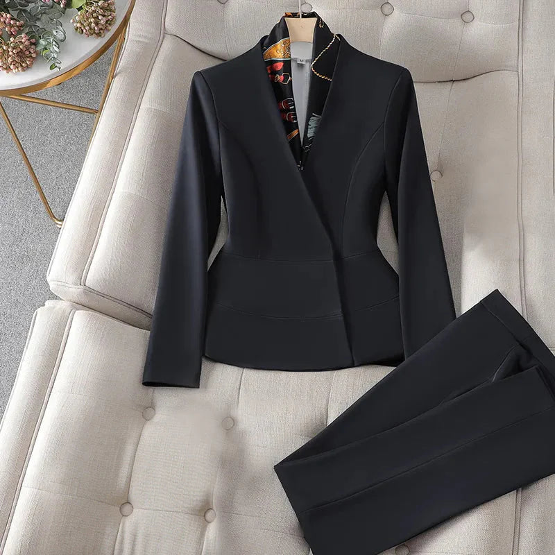 Women’S Tailored Suit – Fitted Blazer – Straight-Leg Trousers – Formal Business Wear