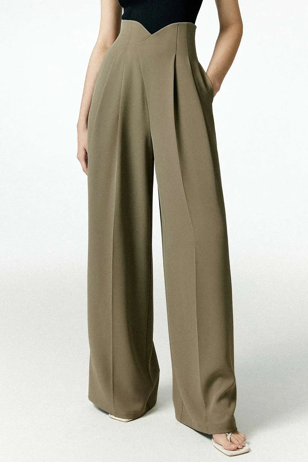 Klementina – Trendy Plisseret Asymmetrisk Bredbenede Kvindebukser-Pants-Zuruz-Zuruz