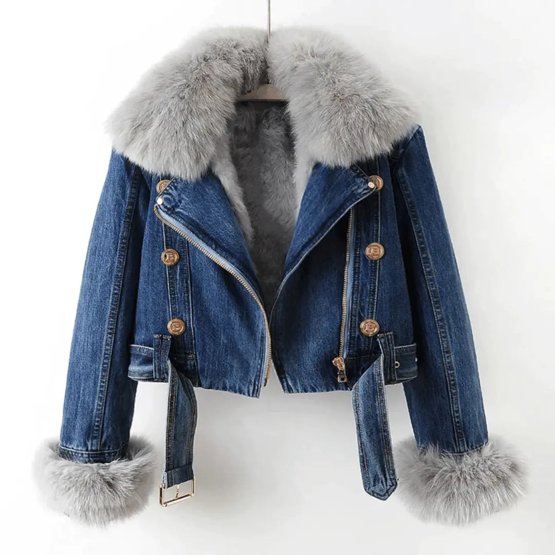 Valencia Luxe pelsforet denimjakke