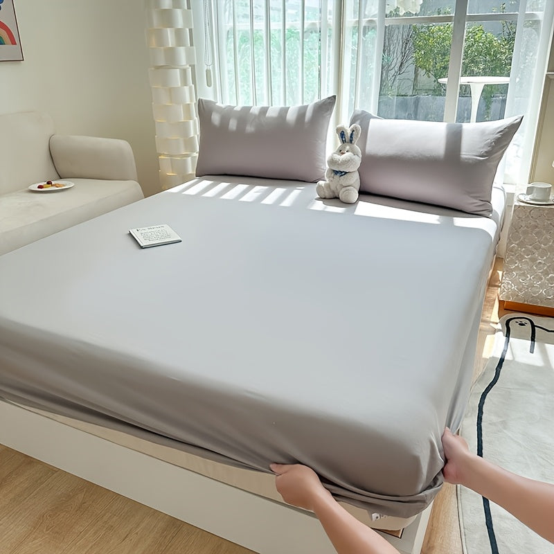 One Piece of Solid Color Fitted Sheet without Pillowcase, Soft and Comfortable Bedding Mattress Protector Anti-slip Mattress Cover, Suitable for Bedroom, Guest Room, Only Fitted Sheet