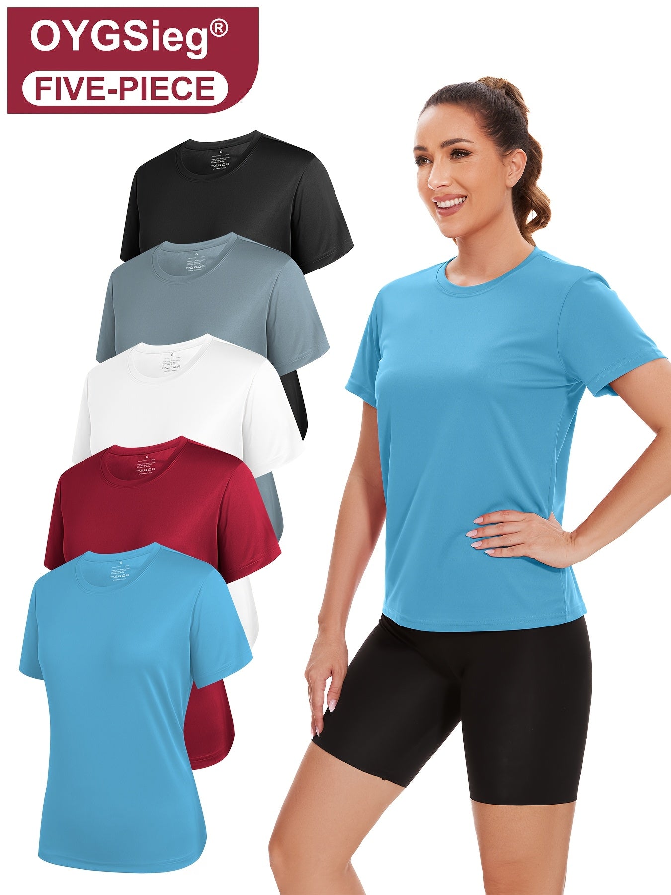 Femstykke Åndbart Trænings Tshirt Sæt Tennis Og Løb