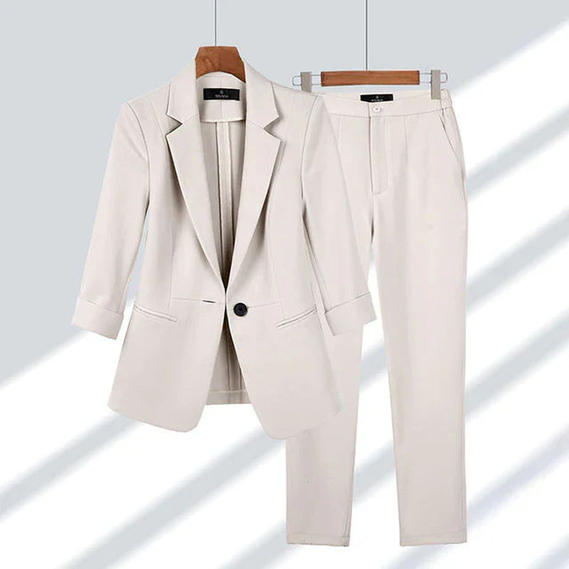 Women’S Blazer and Trouser Set – Tailored Fit – One Button – Office Wear