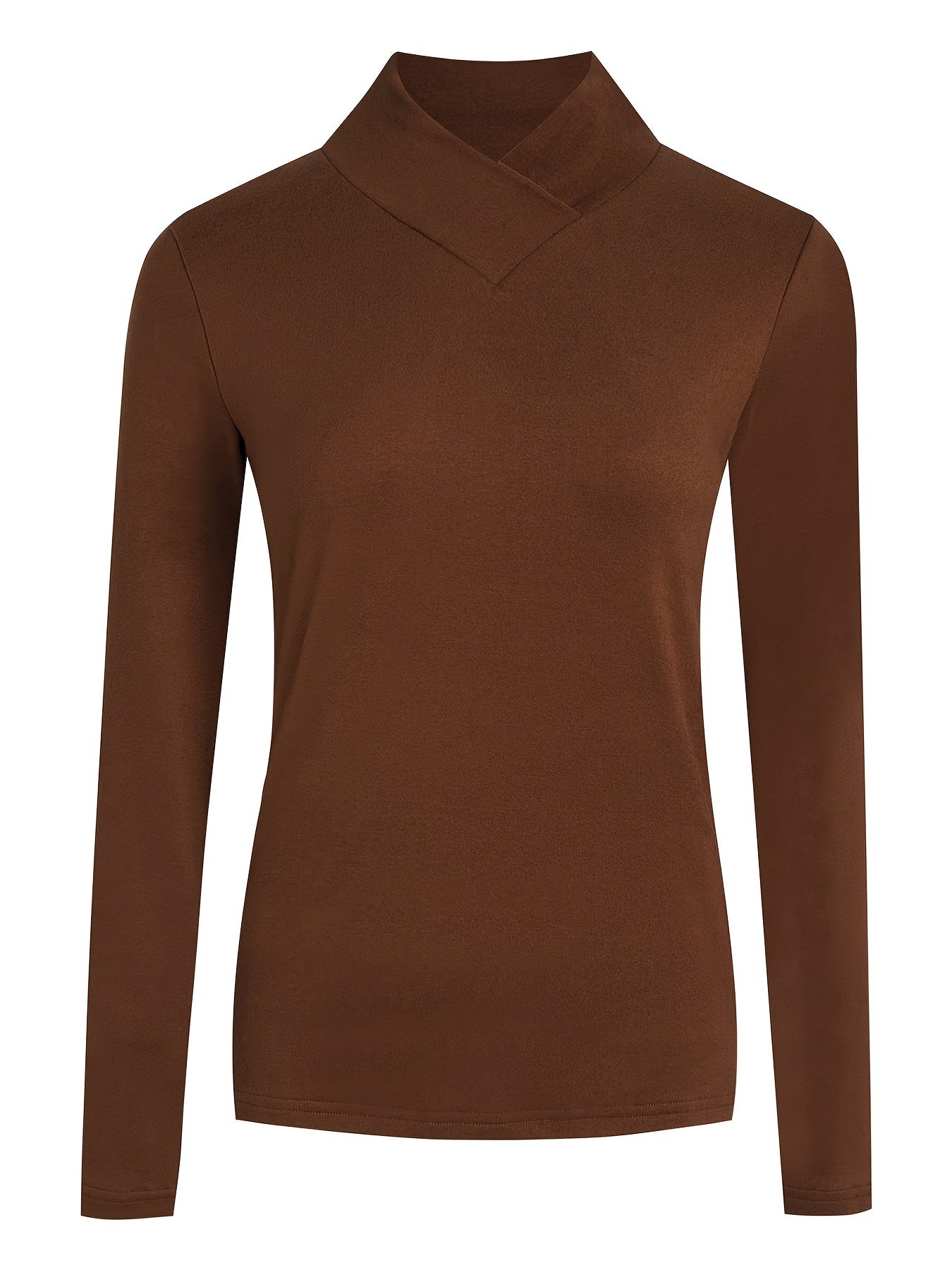 Warm High-Neck Women'S Long-Sleeve Shirt Similar to a Pullover Top.