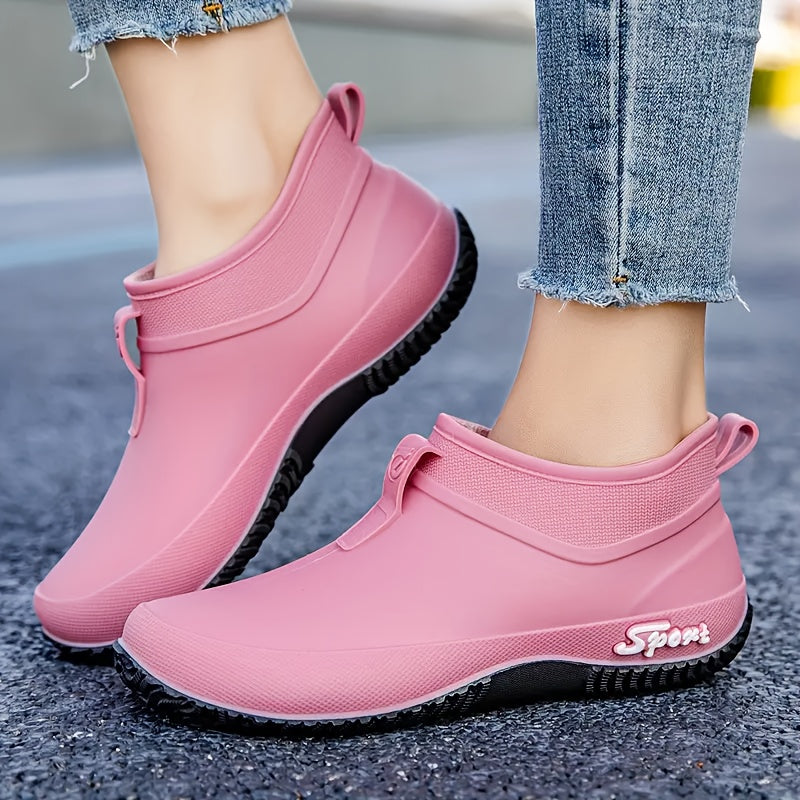Women'S Stylish Rain Boots - Low Cut, Short Tube, Fashionable Slip-Ons with Anti-Slip Soles, Rubber Shoes, Thick Sole for All Seasons, Work Boots|Fashionable Footwear|Durable Rubber Boots