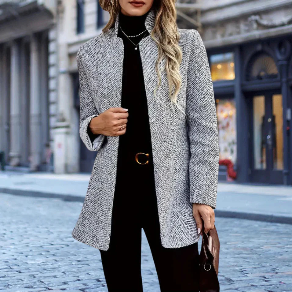 Women’S Blazer – Structured Fit – Textured Woven – Open Front – Formal Wear