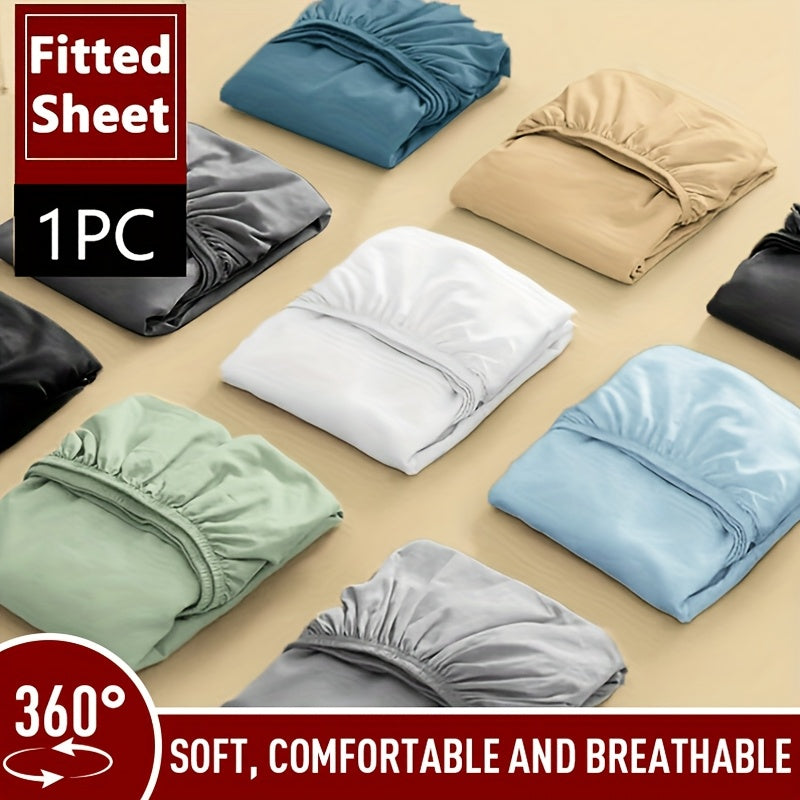 1pc Soft & Breathable Fitted Sheet - Machine Washable, Light Blue, Polyester, All-Season Comfort for Bedroom, Guest Room & School, Breathable Bedding | Versatile Bedding | Sanded Fabric, Bedding Accessories