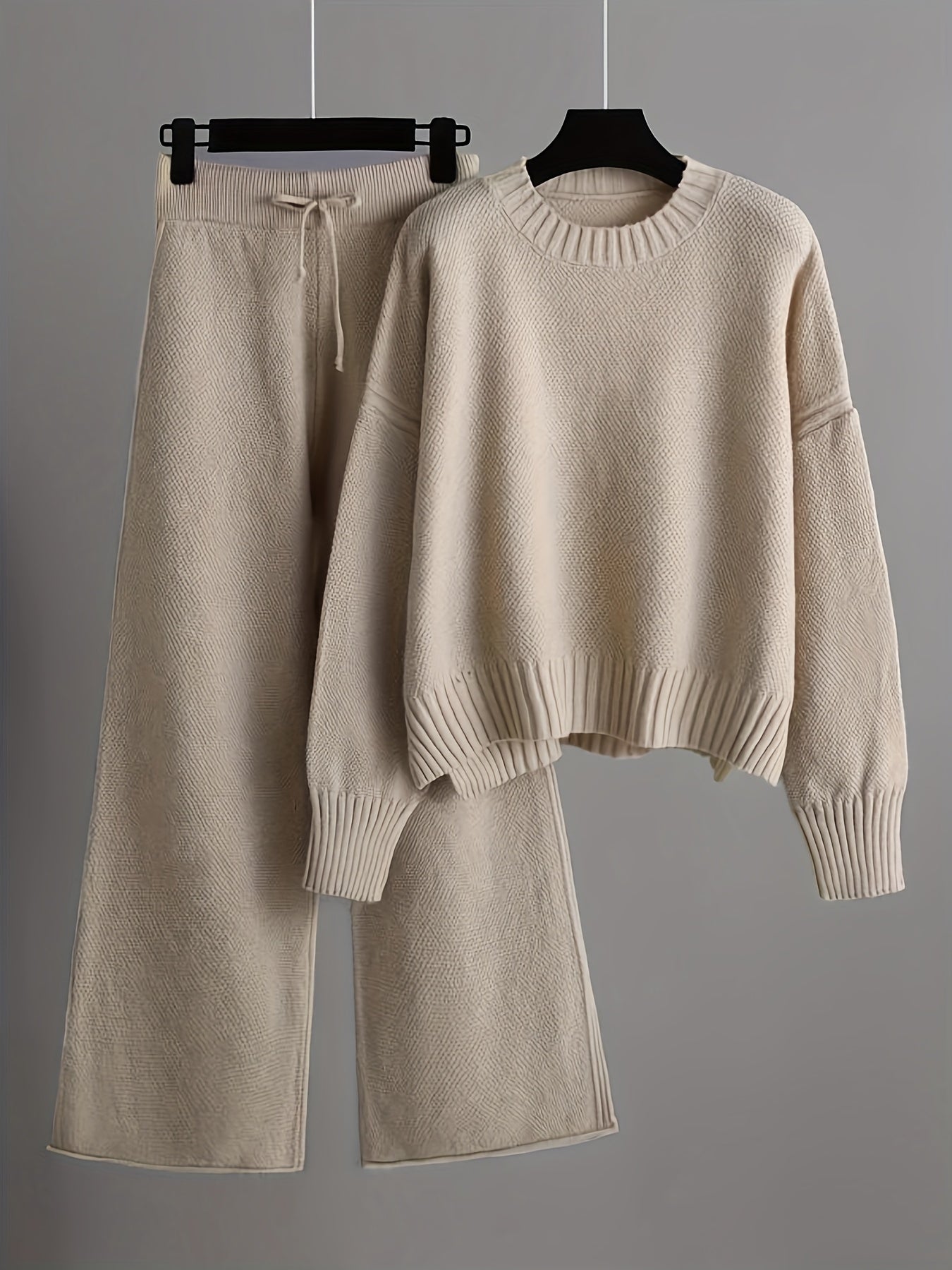 Autumn and Winter Fashion Casual Set: Loose Sweater and Wide-Leg Pants Two-Piece Outfit for Women