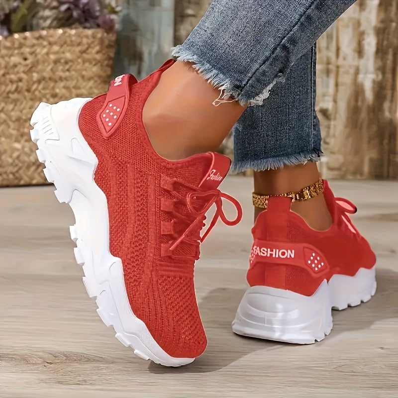 Women'S Orthopedic Sports Sneakers - Comfortable Knit Fabric, Adjustable Lace-Up, All-Season Low-Top Walking Shoes with Breathable Mesh Upper & TPR Sole for Dating, Shopping, Work, Beach, and Driving, Cute Shoes