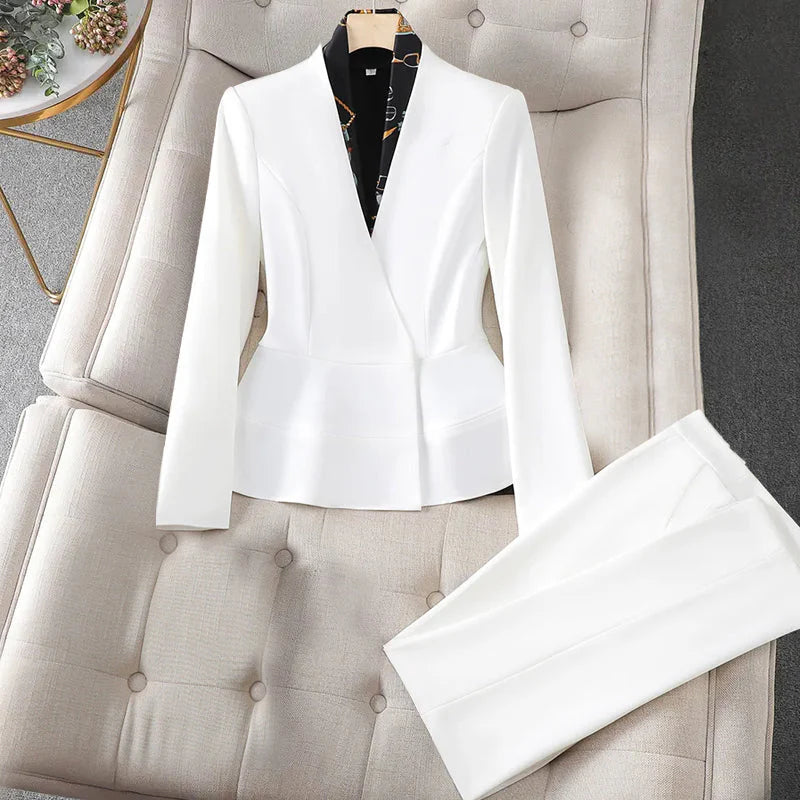 Women’S Tailored Suit – Fitted Blazer – Straight-Leg Trousers – Formal Business Wear
