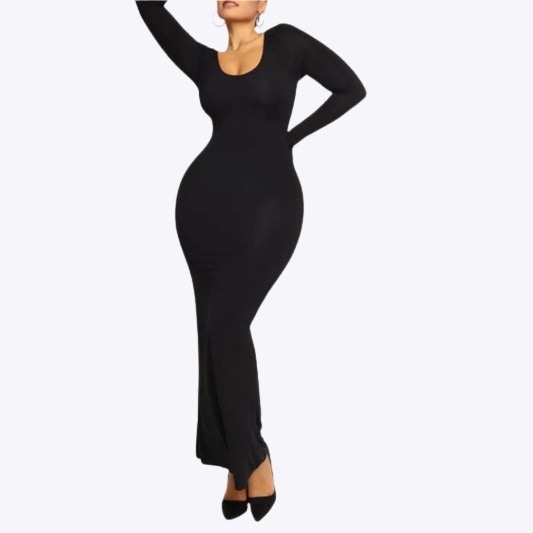 Linnea – Ultra flatterende design dame langærmet shapewear kjole-Dresses-Zuruz-Sort-S-Zuruz