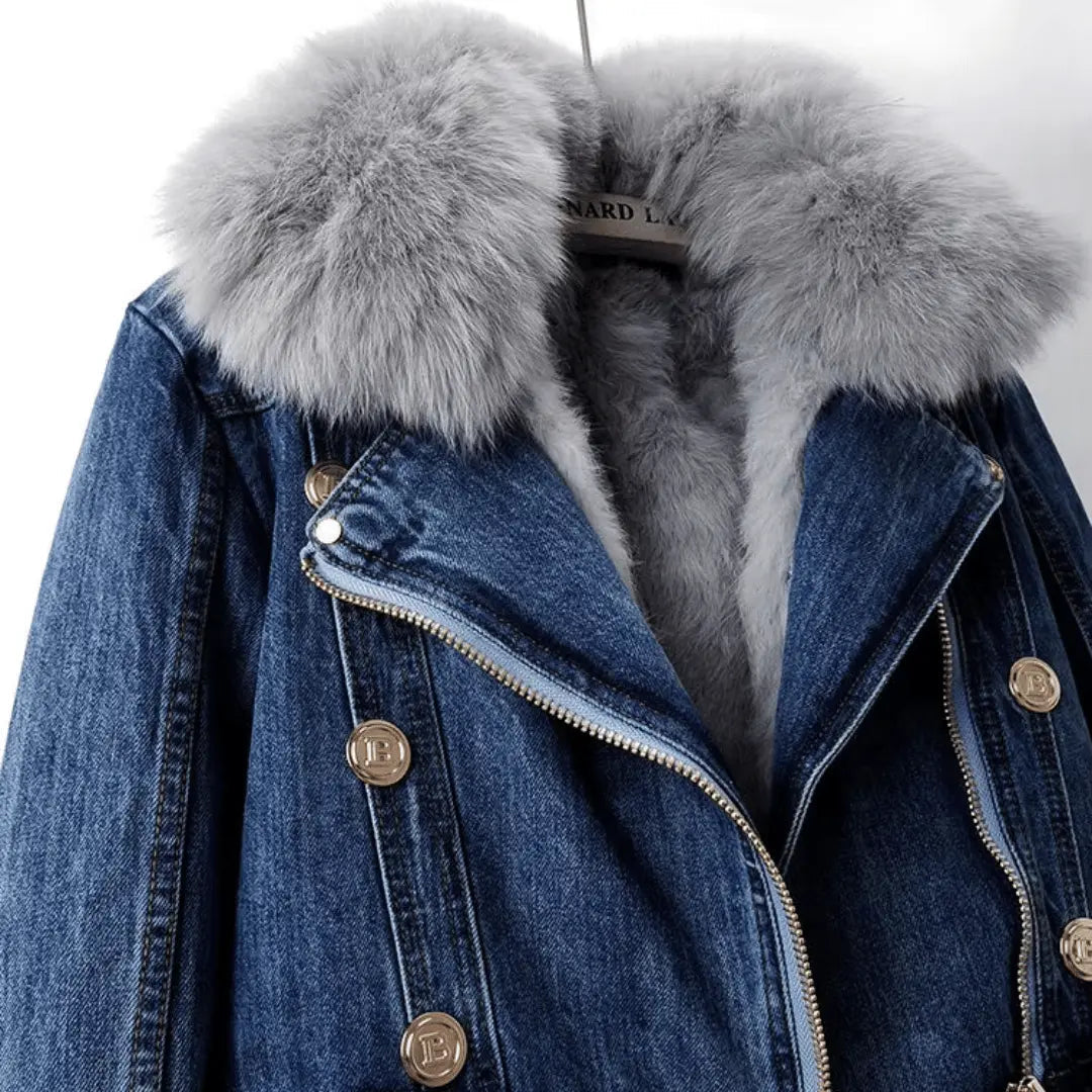 Valencia Luxe pelsforet denimjakke
