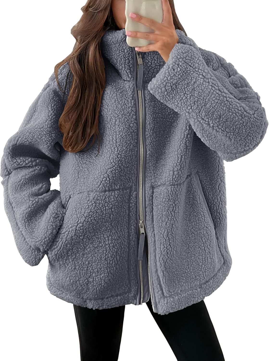 Teddy Zip Jacket til kvinder - hyggelig fleecejakke til vinter og efterår