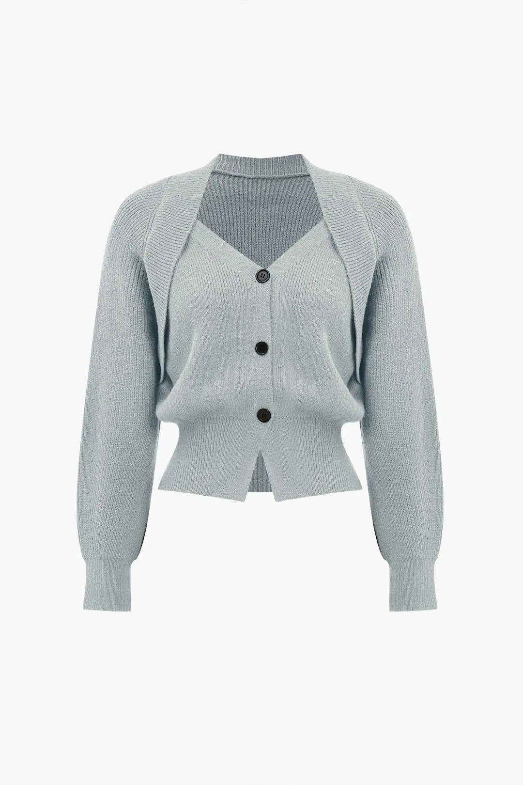 Xenia – Elegant V-hals Ensfarvet Strikket Cardigan til Kvinder-Cardigans-Zuruz-Røg-S-Zuruz