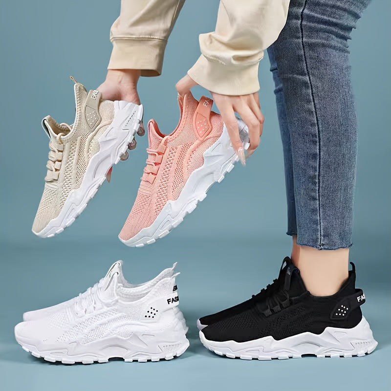 Comfortable Low-Top Lace-Up Casual Running Shoes, White Mesh Upper, All-Day Support, Women's Breathable Orthopedic Air Cushion Sneakers, Comfortable Walking Shoes Suitable for Dating, Shopping, Work, Fashionably Versatile, Perfect for Any Occasion: Combi